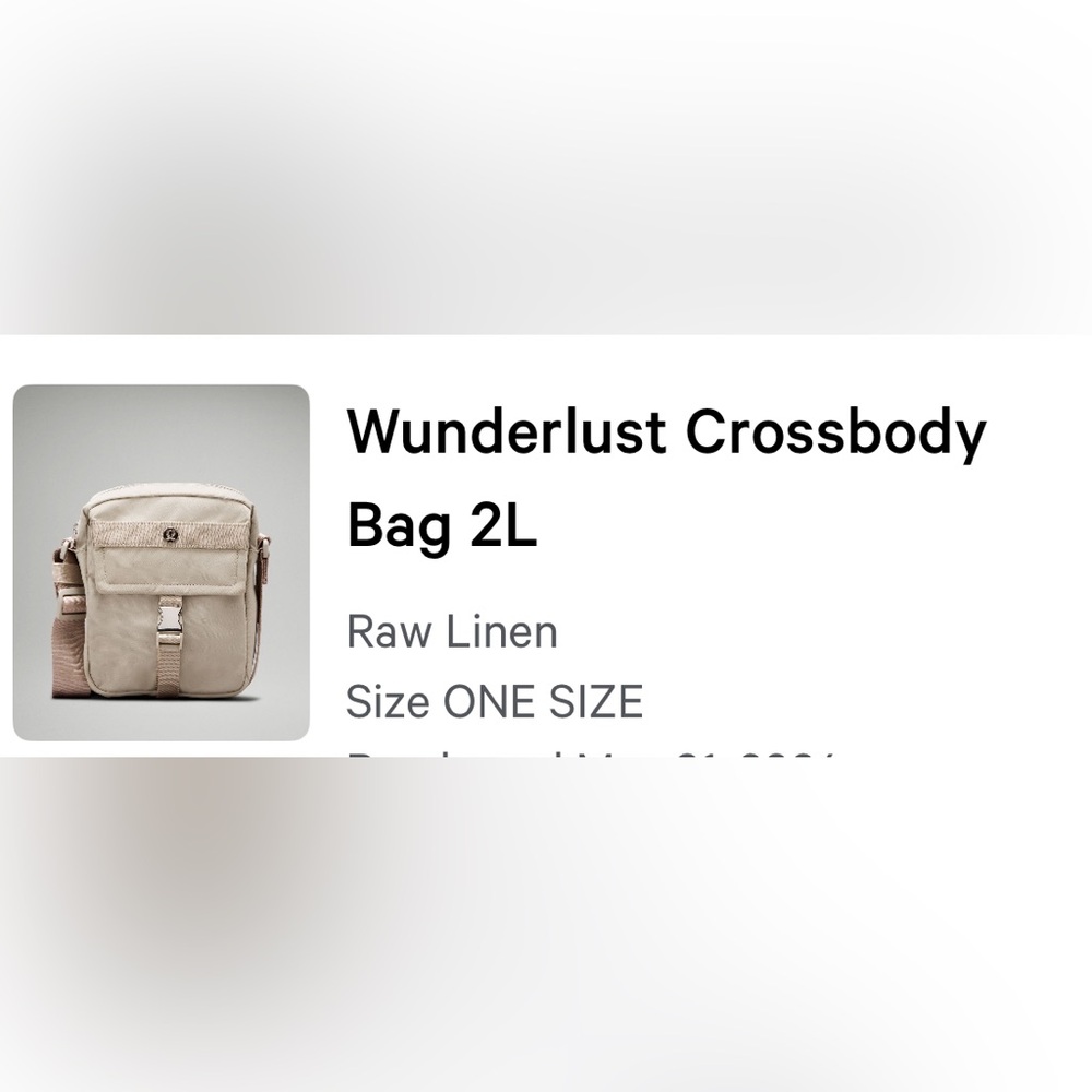 Lululemon wunderlust crossbody linen
